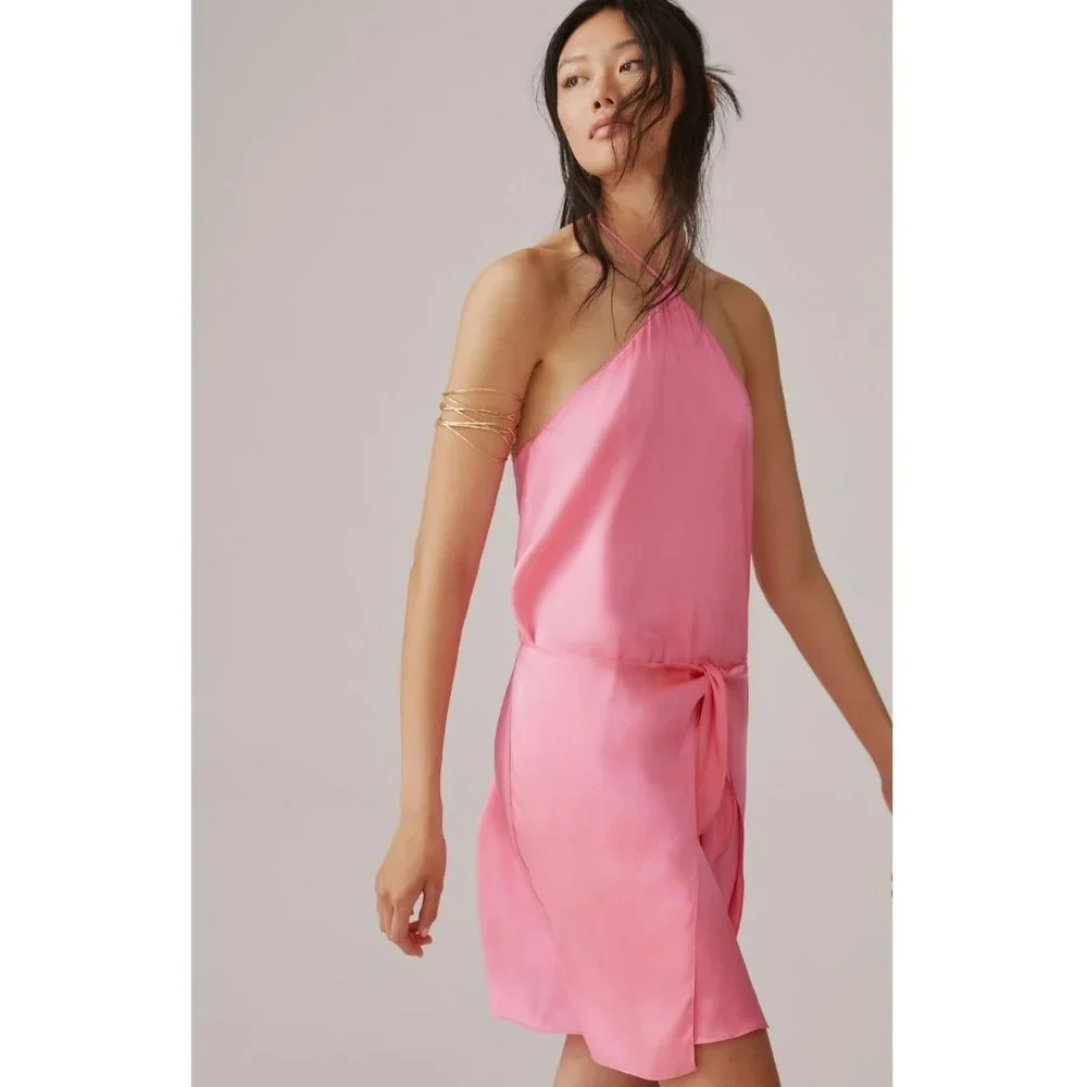 Amanda Uprichard Marrone Silk Halter Mini Dress - Picture 4 of 10